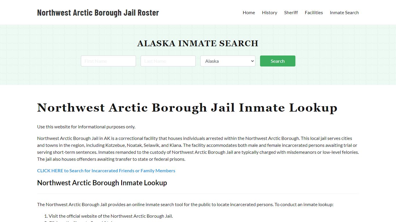 Northwest Arctic Borough Jail Roster Lookup, AK, Inmate Search