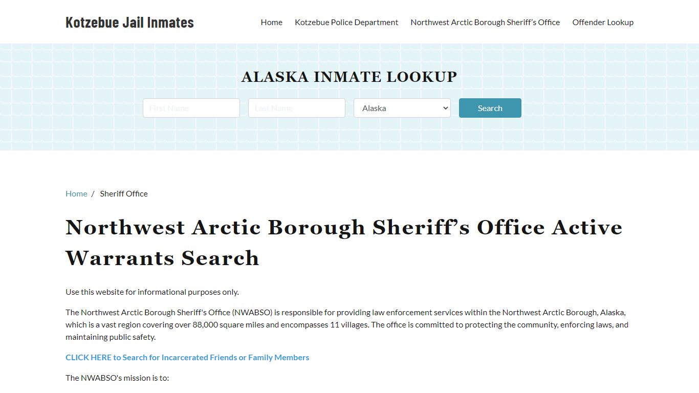 Northwest Arctic Borough Sheriff Office, AK Warrant Lookup